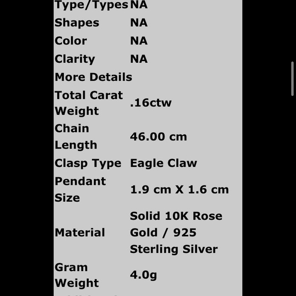 NWOT 10 KT ROSE GOLD .16CTW DIAMOND  AND STERLING SILVER NECKLACE - Picture 10 of 16